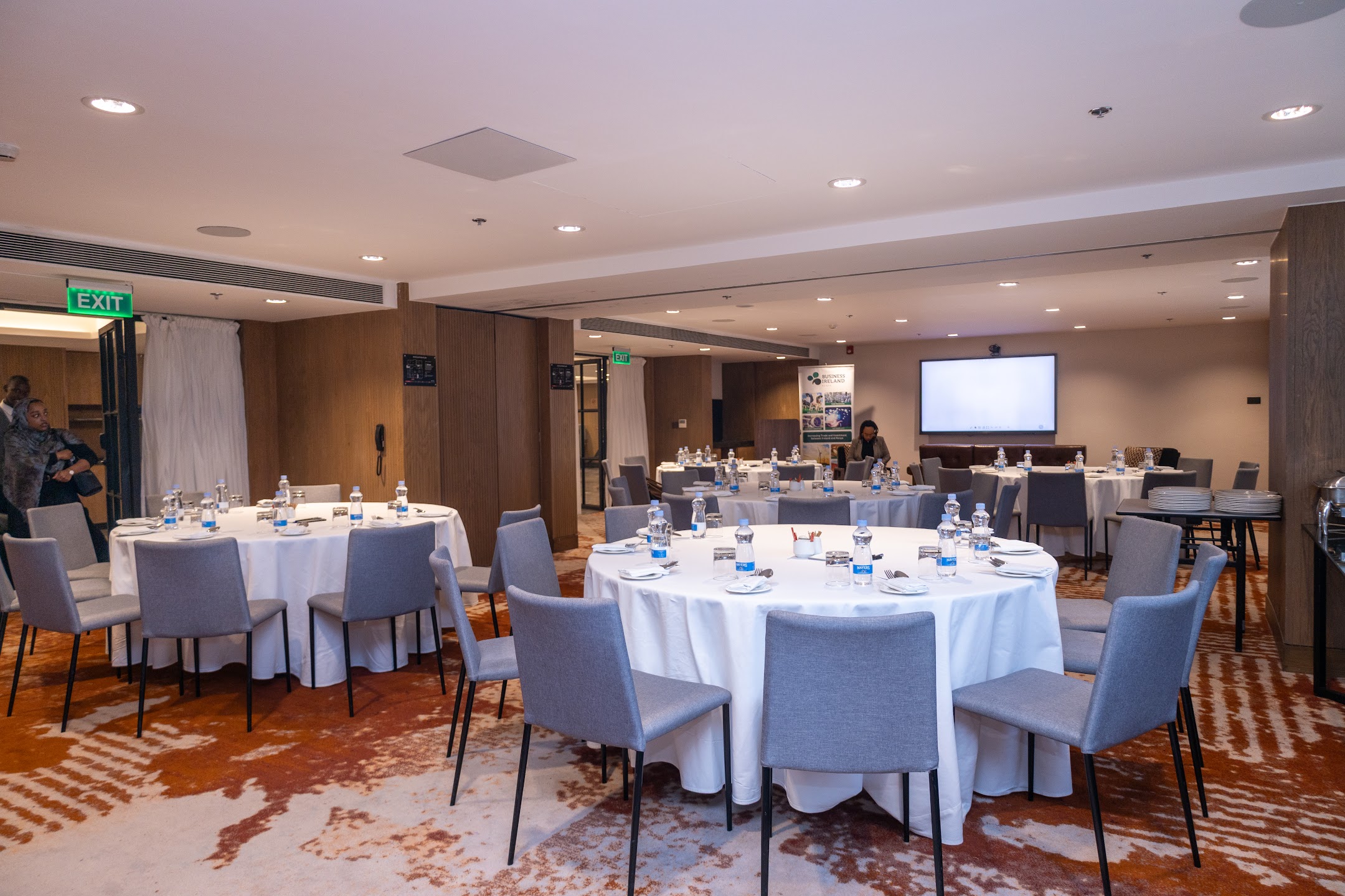 Tables prepared for a Chamber breakfast event